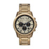 Gold Armani Exchange watch on a white background