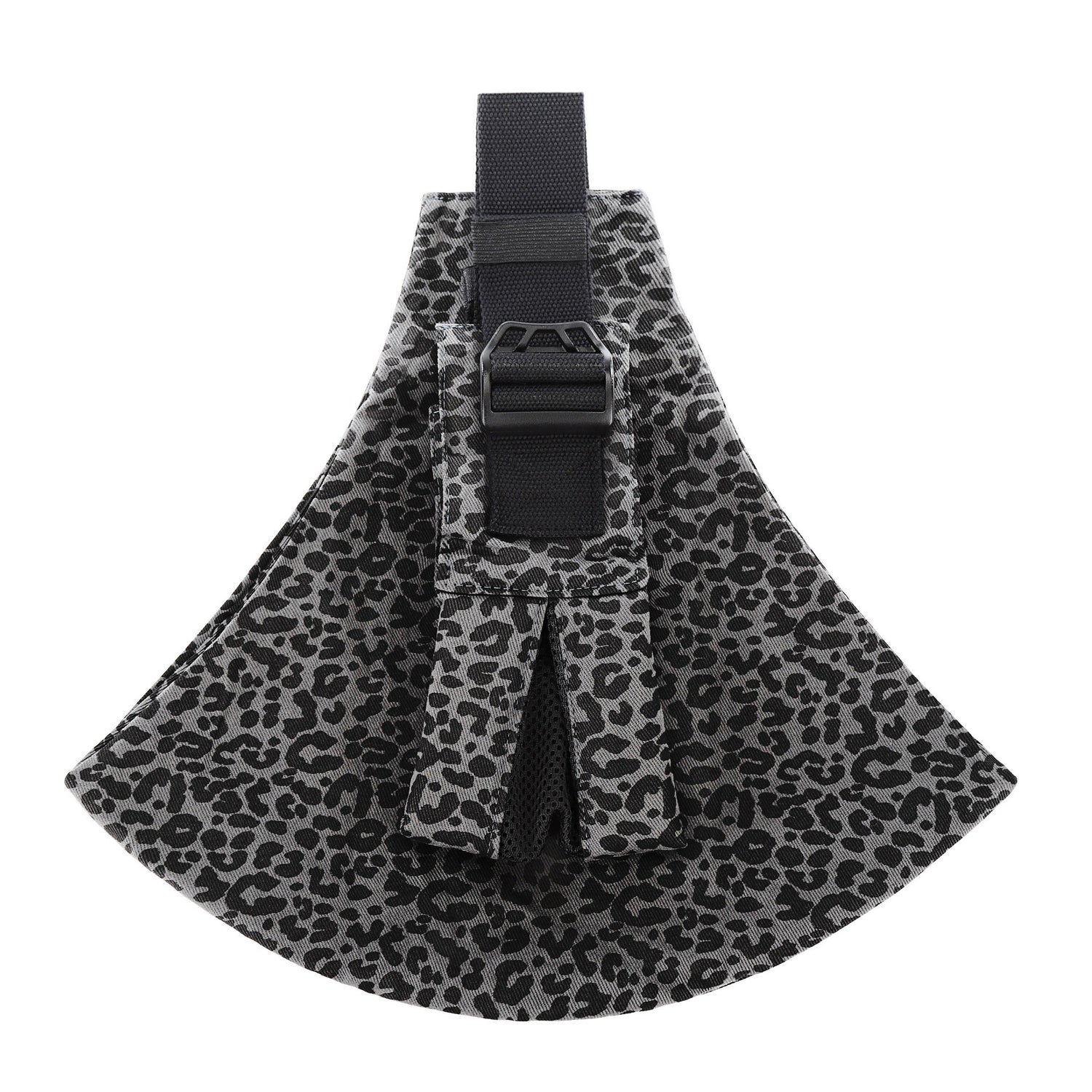 Leopard print dog harness on a white background