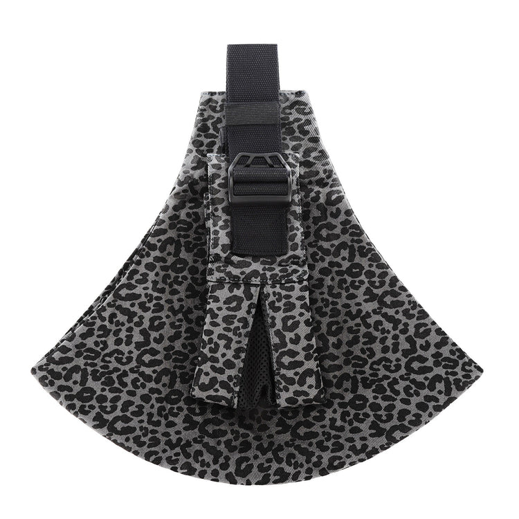 Leopard print dog harness on a white background