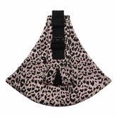 Leopard print skirt with a black waistband on a white background