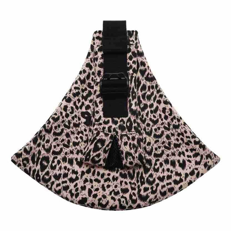 Leopard print skirt with a black waistband on a white background