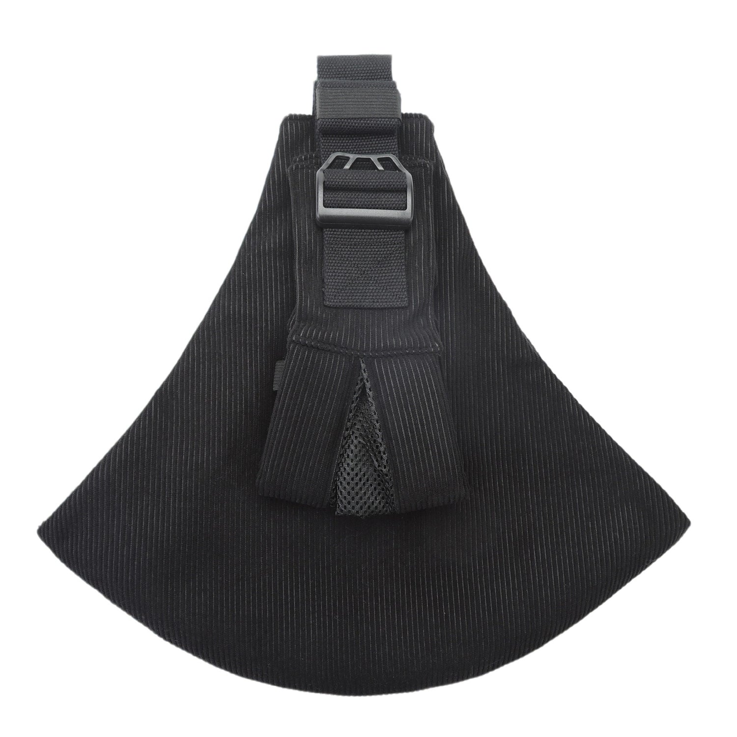 Black tactical pouch with a buckle on a white background