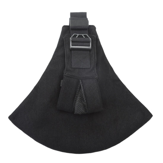 Black tactical pouch with a buckle on a white background
