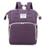 Purple backpack with a visible brand label on a white background